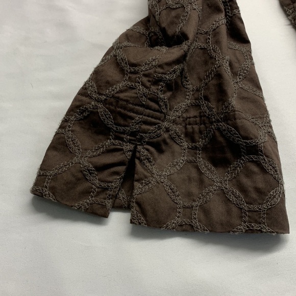 J Jill Crop Blazer Jacket Embroidered Circles 3/4 Sleeves Size Small Brown - Picture 5 of 11